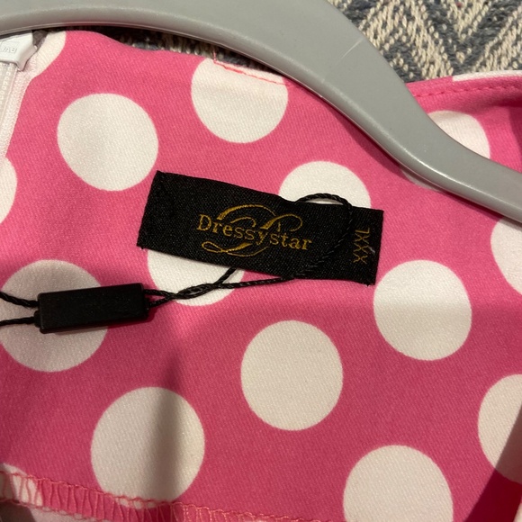 Dressystar Women’s 1950s Rockabilly Cocktail Party Dress Pink Polka Dot XXL - Picture 5 of 10